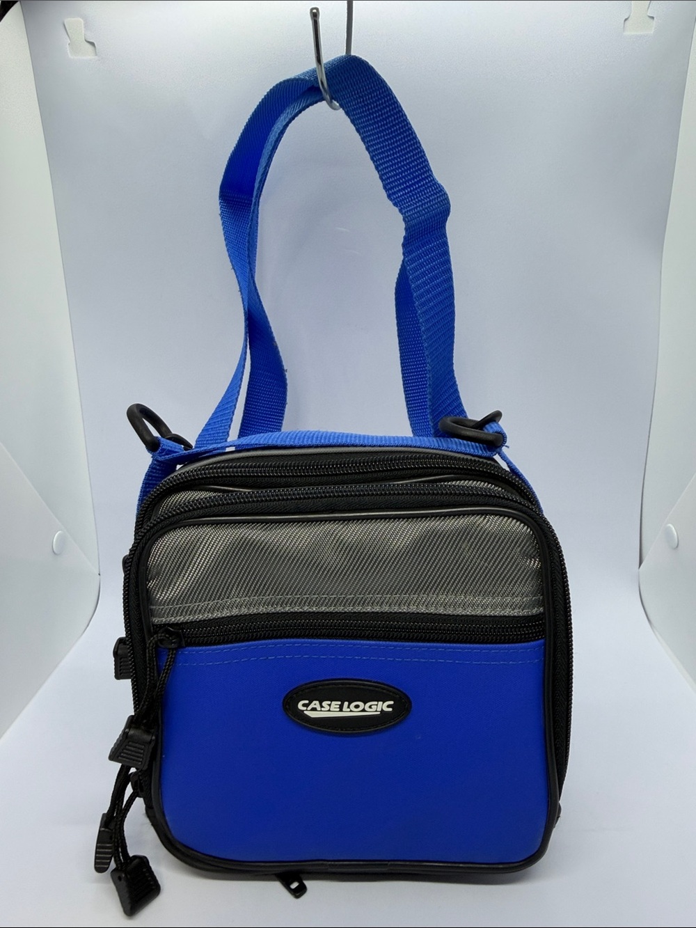Blue and Gray Men's Messenger Crossbody